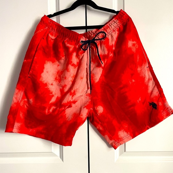 U.S. Polo Assn. Red Swim Trunks with Tie-Dye Effect - Picture 1 of 3